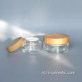 Frascos cosméticos de vidro 50g com tampa de bambu frascos cosméticos de bambu 50g / frascos